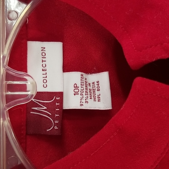 JM Collection Petite Red Faux Suede Jacket w Front Zipper - Picture 2 of 5